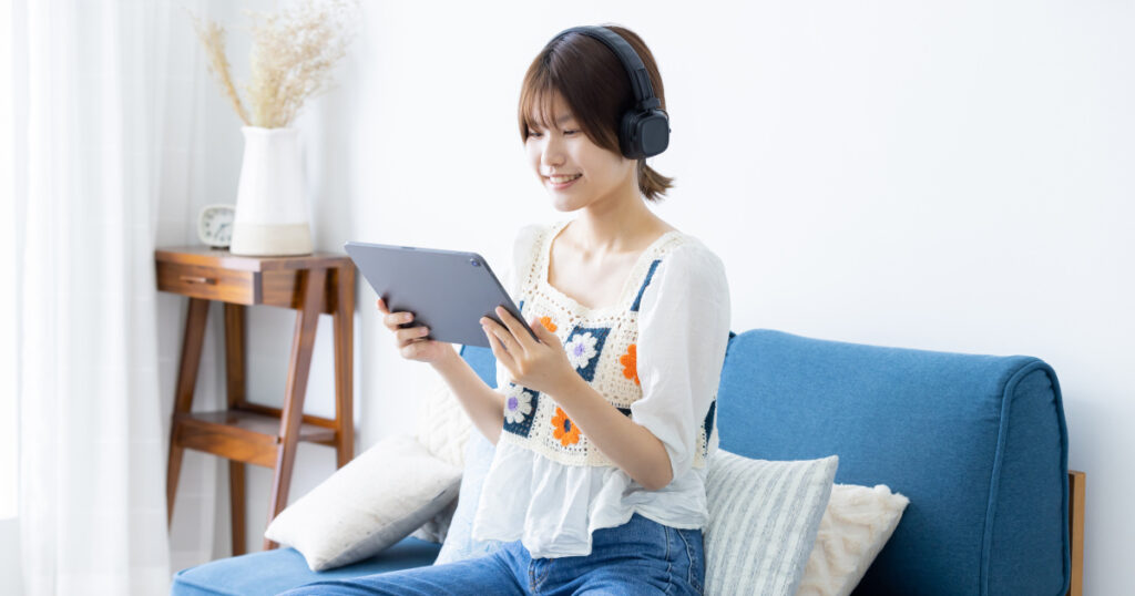 woman listening to music