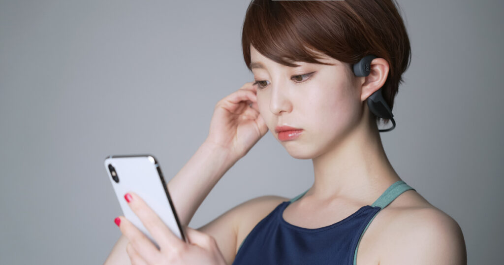 woman listening to music