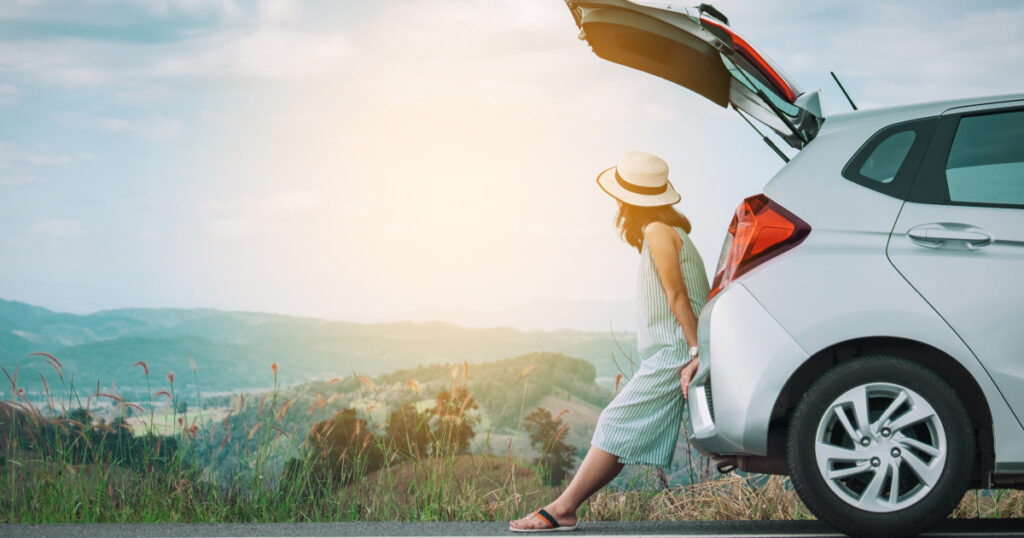 woman and car