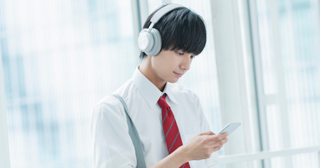 man listening to music